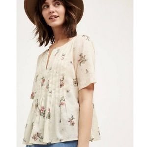 Anthropologie Maeve Orchid Island Pleated Top